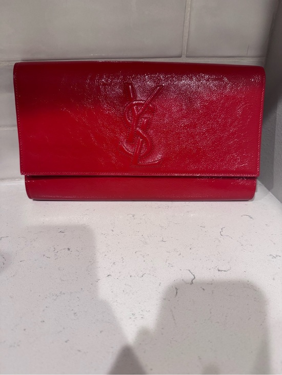 Saint Laurent Handbags - Saint Laurent Belle de Jour Red Patent Leather Large Clutch
